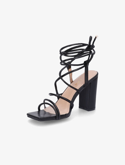 Sandales à talons et lacets - Noir - 3