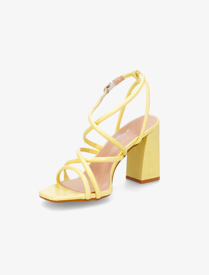 Sandales à ganses entrelacées et brides - Jaune - 3