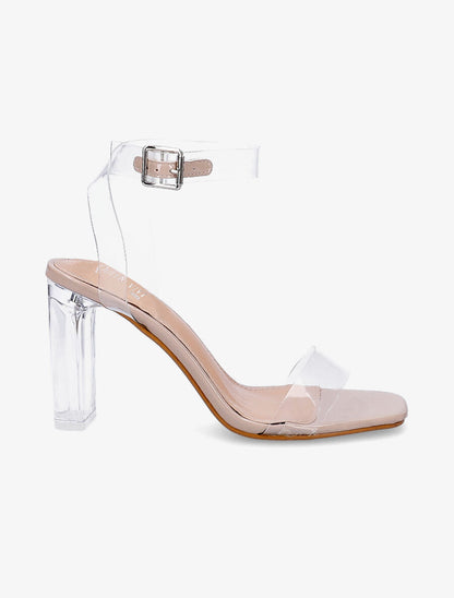 Sandales transparentes à talons - Beige - 1