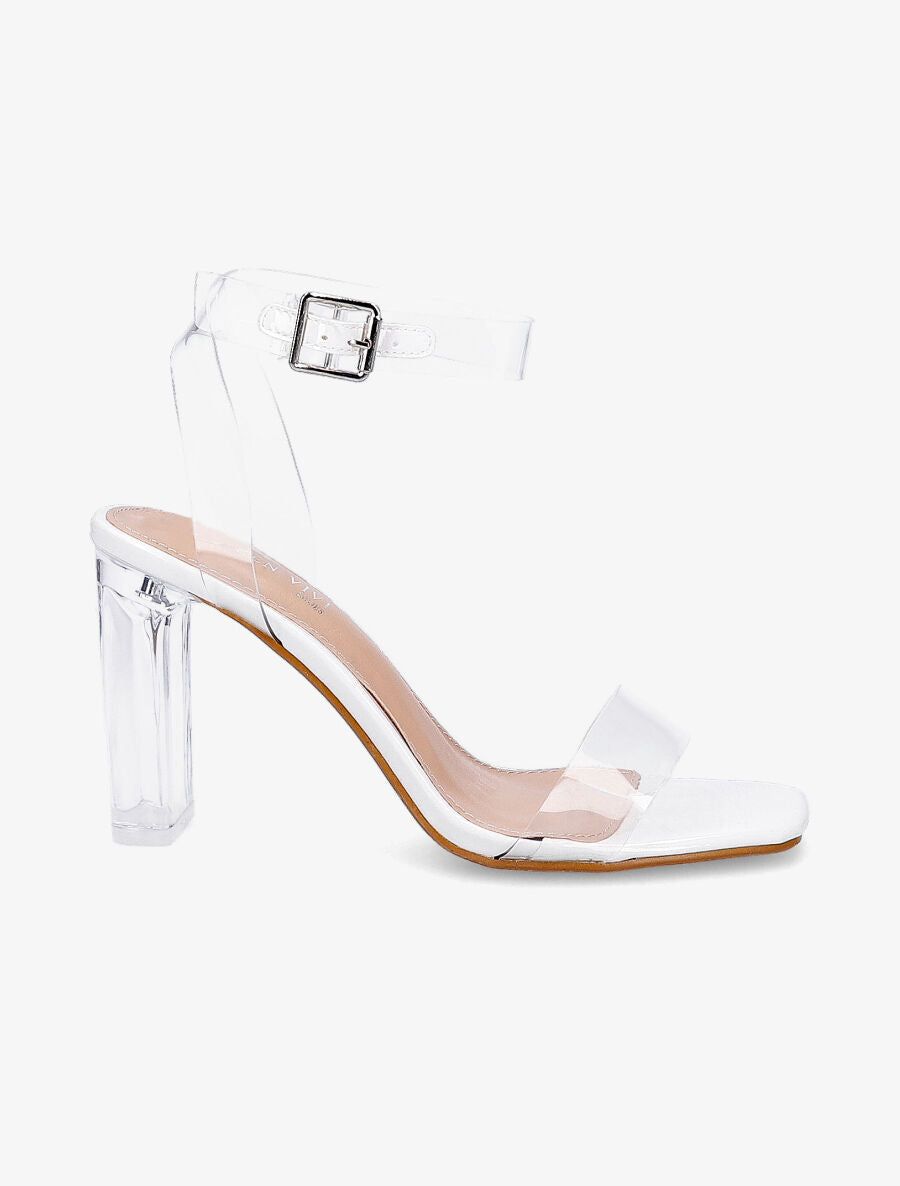 Sandales transparentes à talons - Blanc - 1