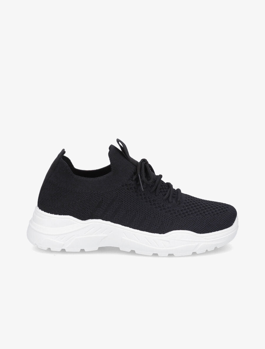Sneakers à lacets en mesh - Noir/blanc - 1