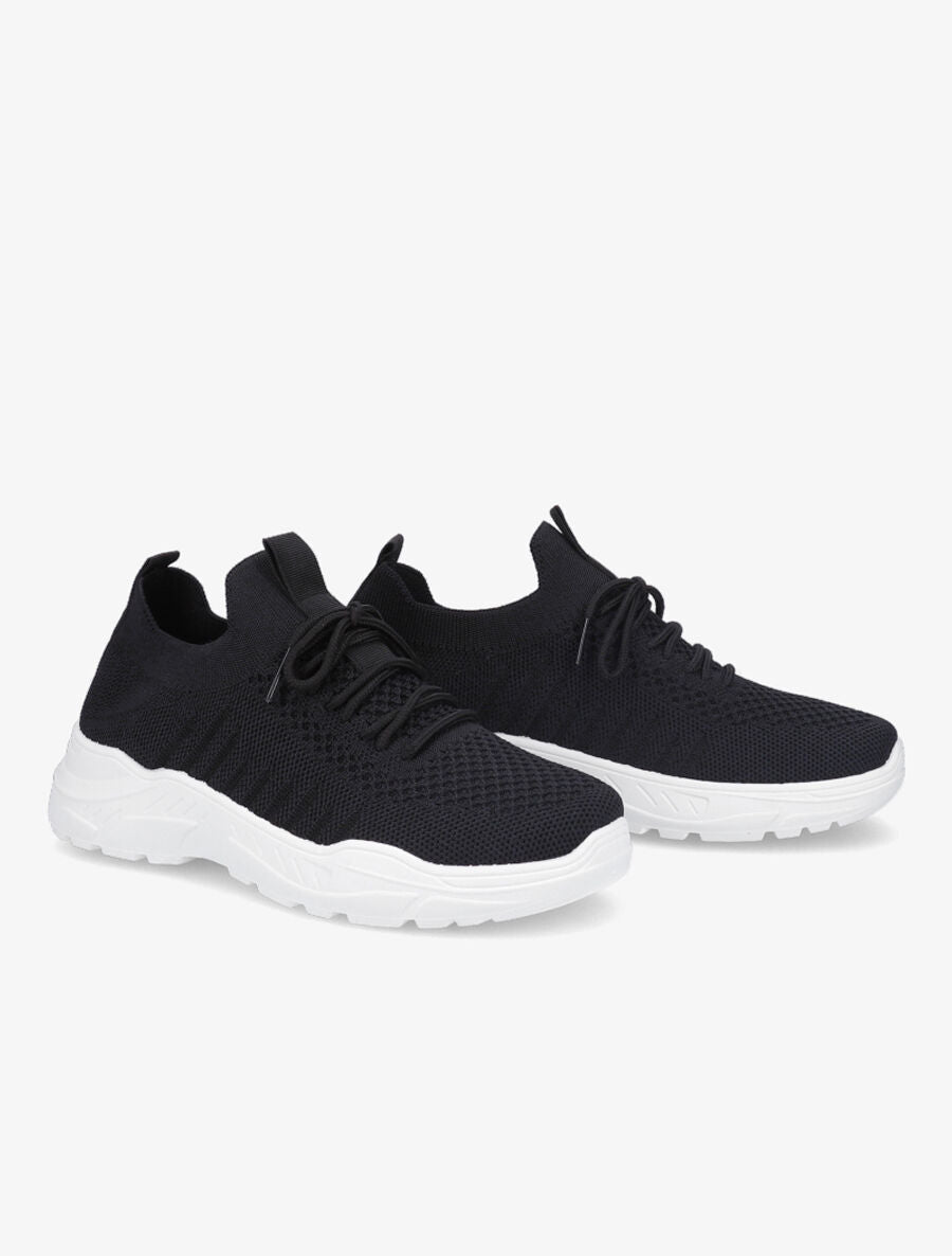 Sneakers à lacets en mesh - Noir/blanc - 4