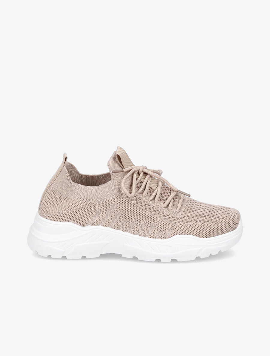 Sneakers à lacets en mesh - Taupe - 5