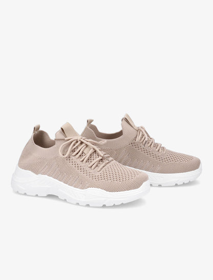 Sneakers à lacets en mesh - Taupe - 4