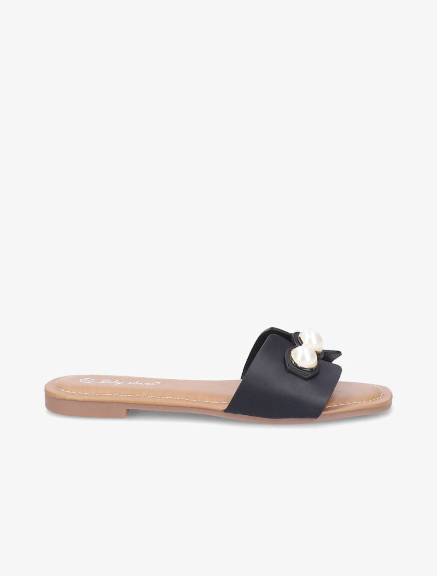 Mules stylisées à perles - Noir - 5