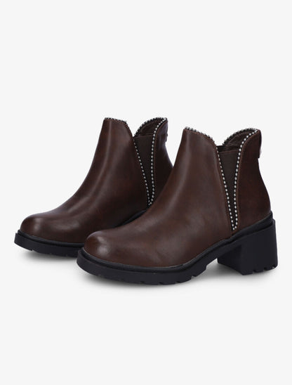 Chelsea boots cloutées à semelles crantées - Marron - 1