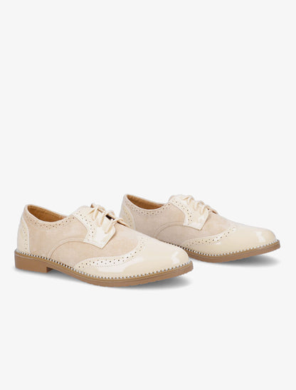 Derbies bimatière à bords cloutés - Beige - 4