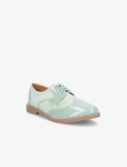 Derbies bimatière à bords cloutés - Vert amande - 2