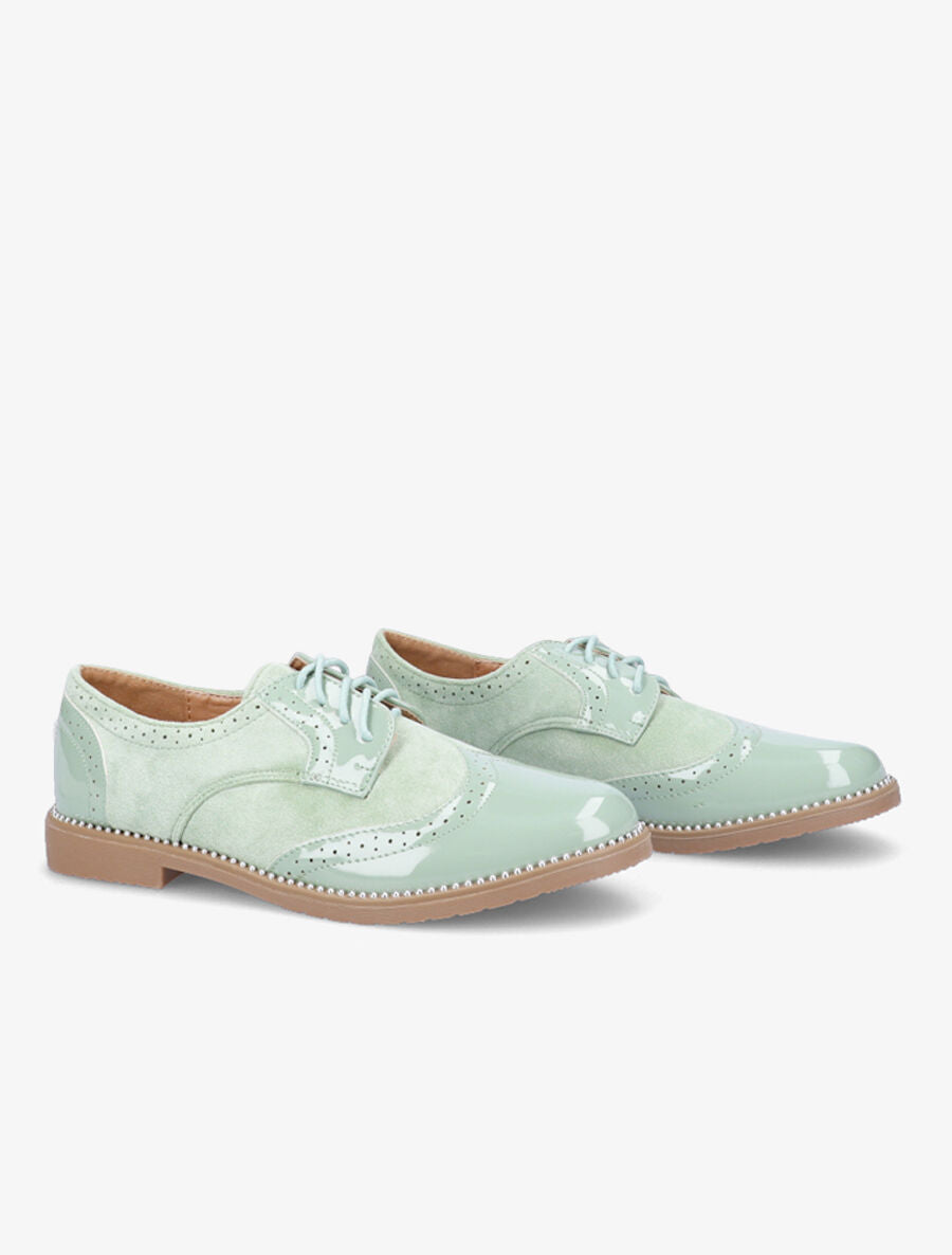 Derbies bimatière à bords cloutés - Vert amande - 4