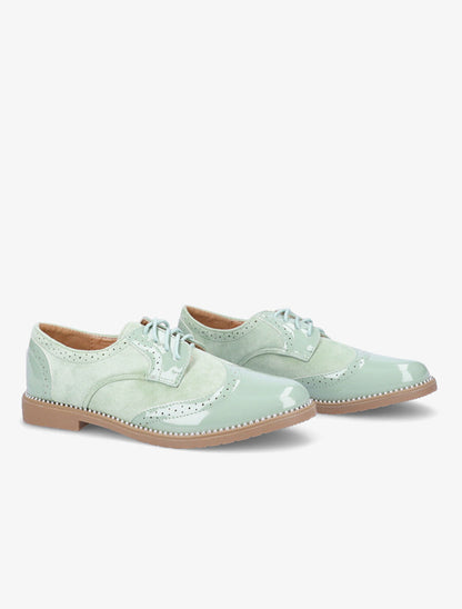 Derbies bimatière à bords cloutés - Vert amande - 4