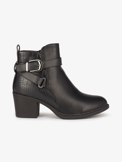 Bottines bi-matière à sangles - Noir - 2