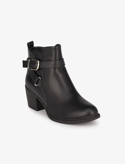Bottines bi-matière à sangles - Noir - 3