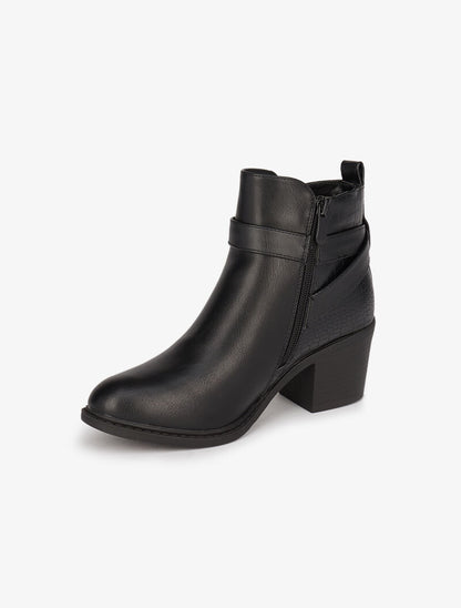 Bottines bi-matière à sangles - Noir - 4