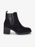 Bottines en suédine à détail python - Noir - 1