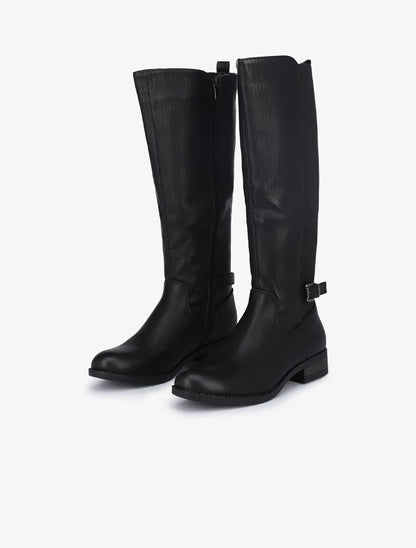 Bottes plates élastiquées à effet python - Noir - 5