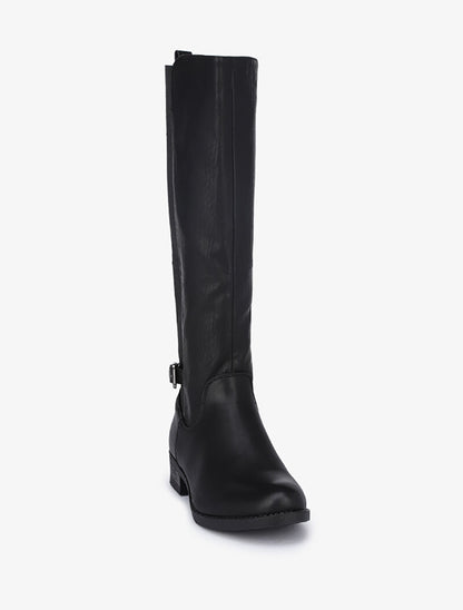 Bottes plates élastiquées à effet python - Noir - 3