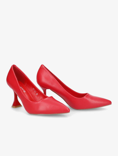 Escarpin bouts pointus à talons bobine - Rouge - 4