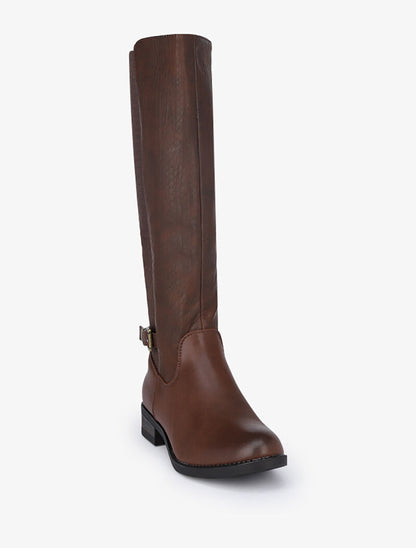 Bottes plates élastiquées à effet python - Marron - 3