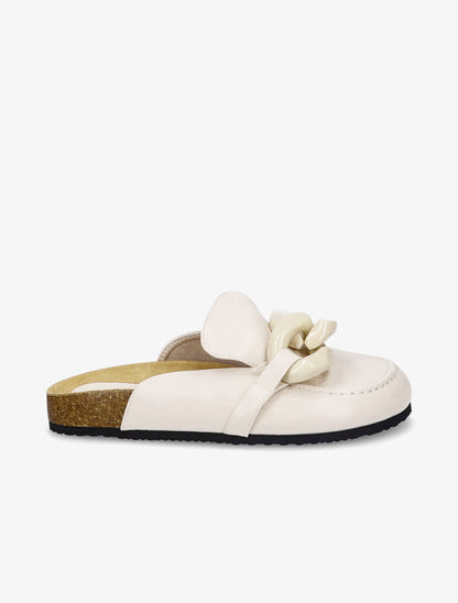 Mules plates bouts fermés à maillons - Beige - 5