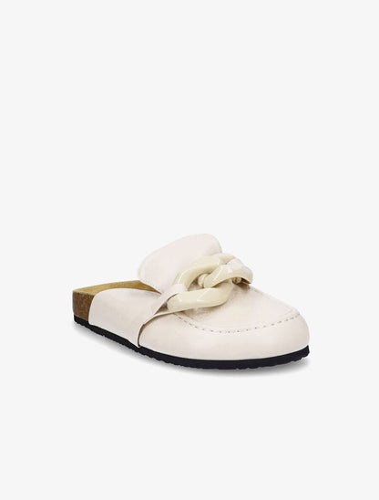 Mules plates bouts fermés à maillons - Beige - 2
