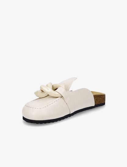 Mules plates bouts fermés à maillons - Beige - 3