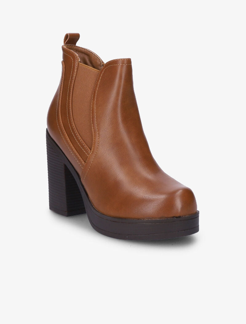 Bottines à plateforme et à ganse élastiquée - Camel - 3