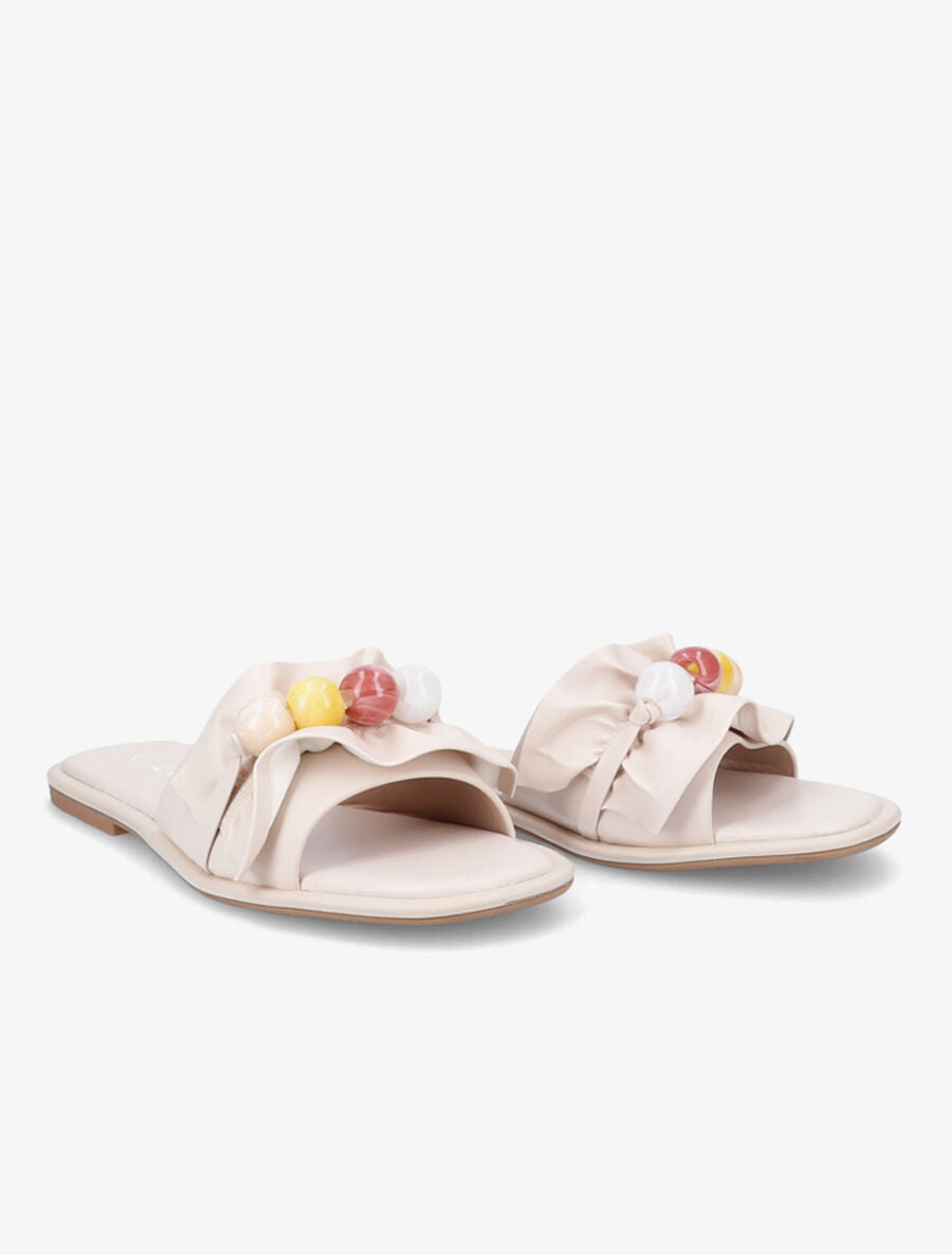 Mules à perles - Beige - 4