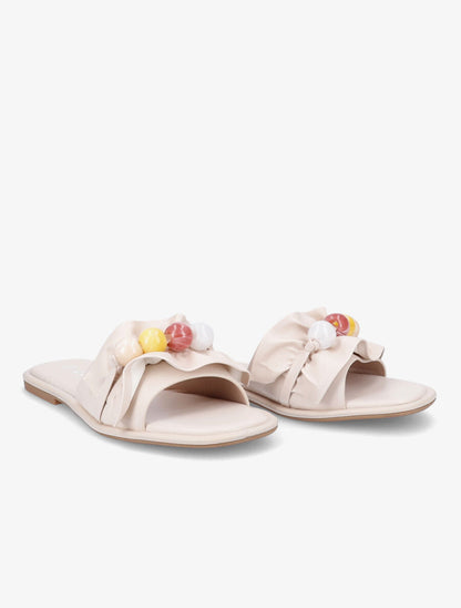 Mules à perles - Beige - 4