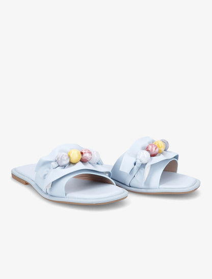 Mules à perles - Bleu ciel - 4