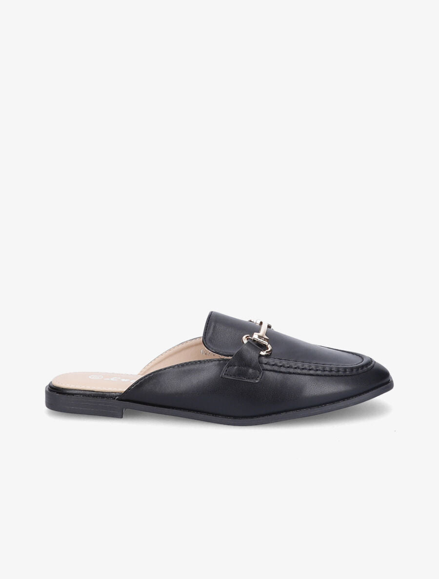 Mules en simili style mocassin - Noir - 1