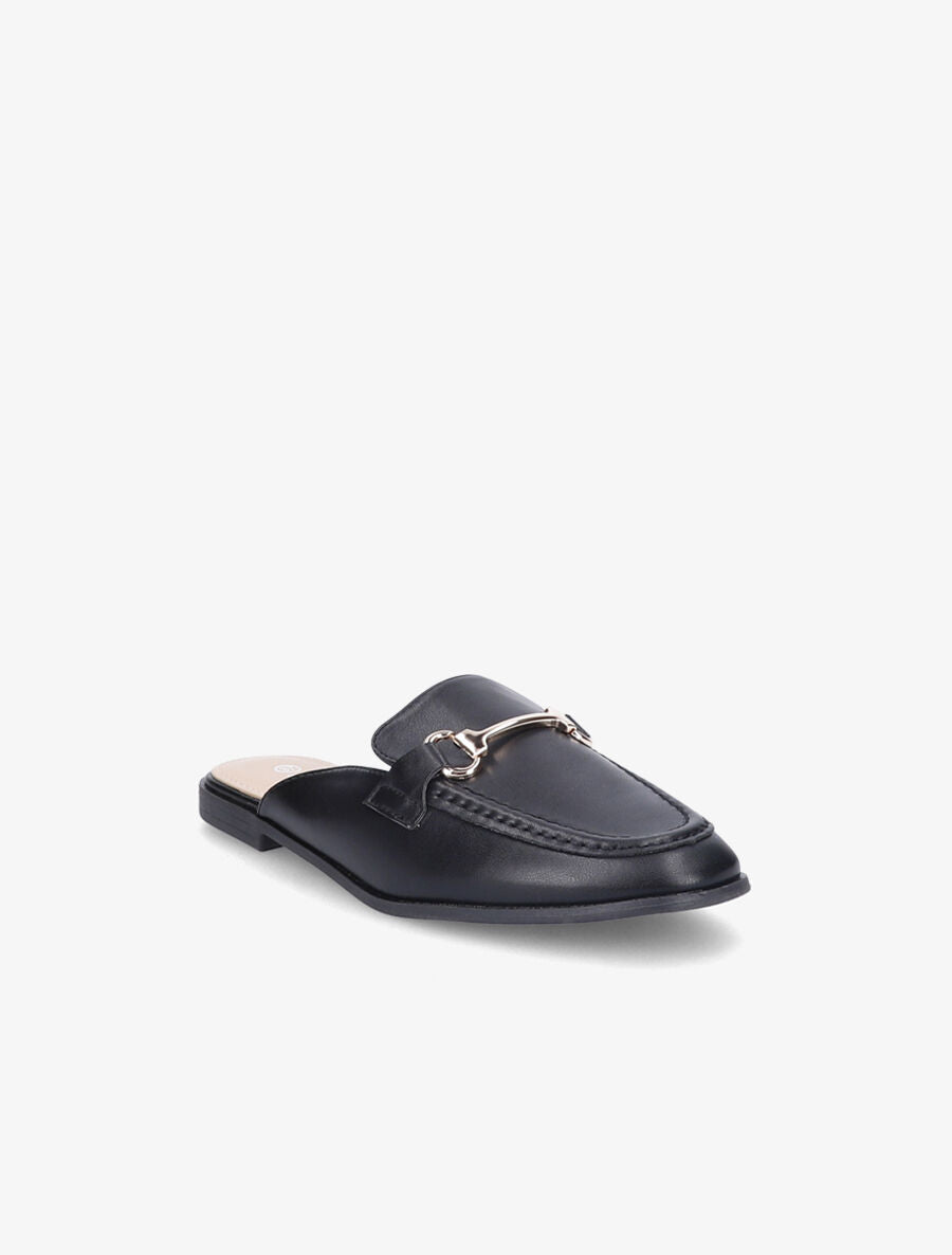 Mules en simili style mocassin - Noir - 2