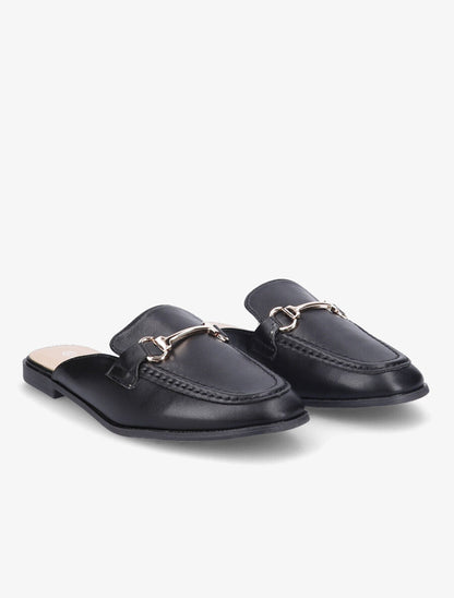 Mules en simili style mocassin - Noir - 4