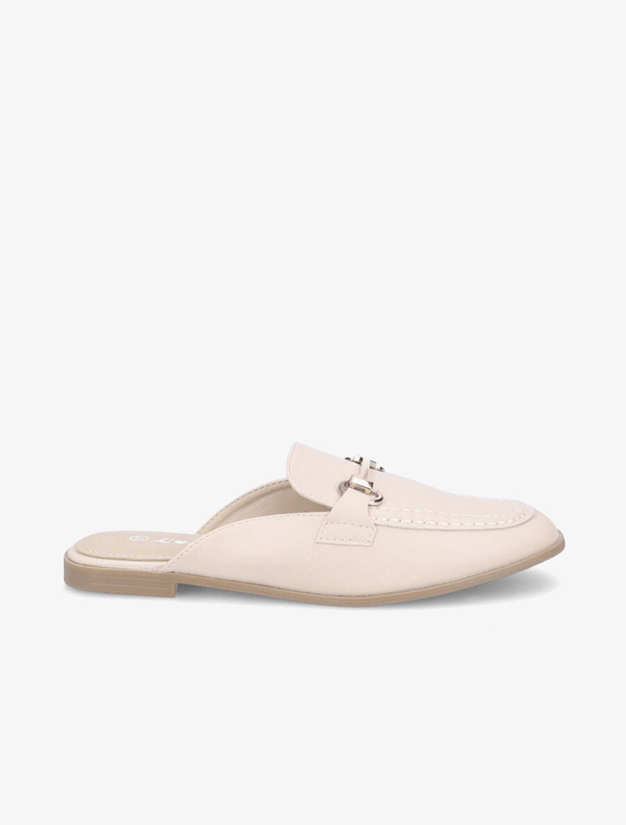 Mules en simili style mocassin - Beige - 1