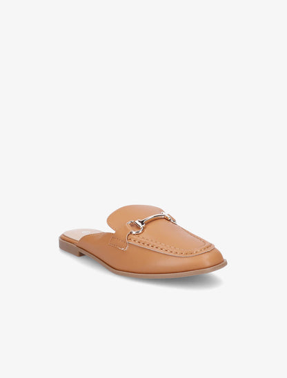Mules en simili style mocassin - Camel - 2