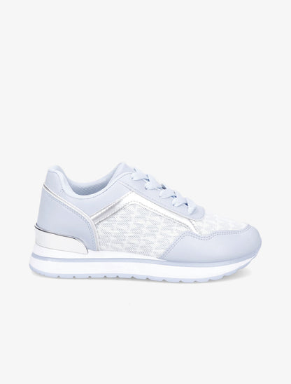 Baskets bi-matière imprimé stylisé - Bleu clair - 1