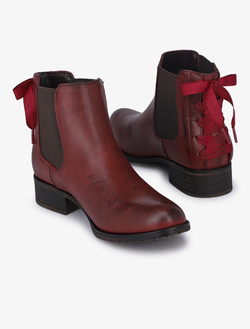 Chelsea boots à contrefort à corsage - Bordeaux - 1