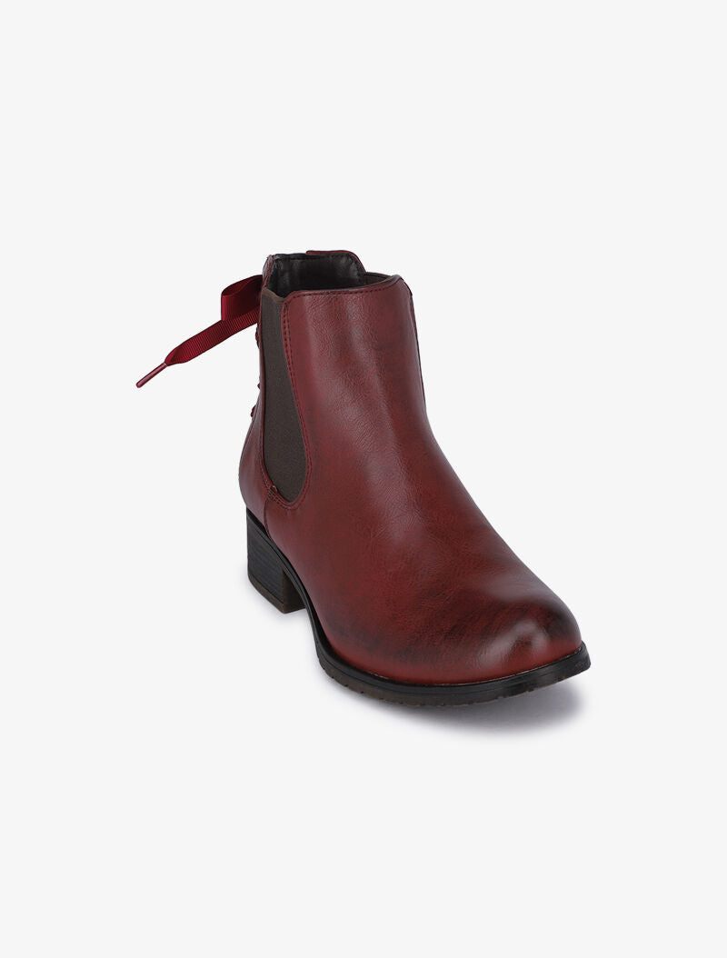 Chelsea boots à contrefort à corsage - Bordeaux - 3