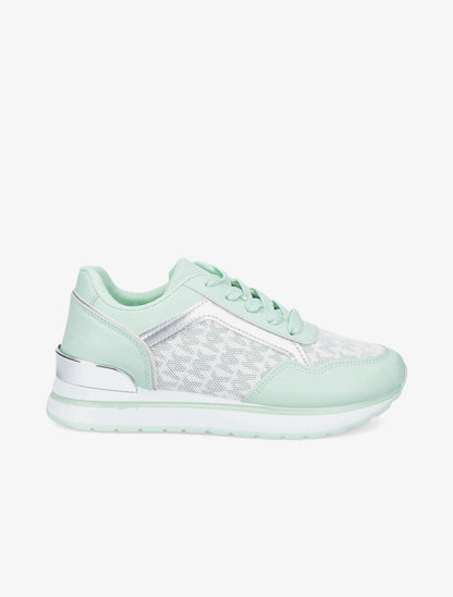 Baskets bi-matière imprimé stylisé - Vert menthe - 1