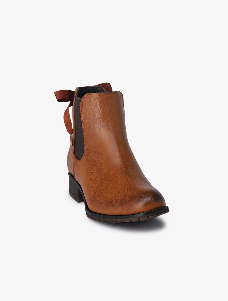 Chelsea boots à contrefort à corsage - Camel - 3