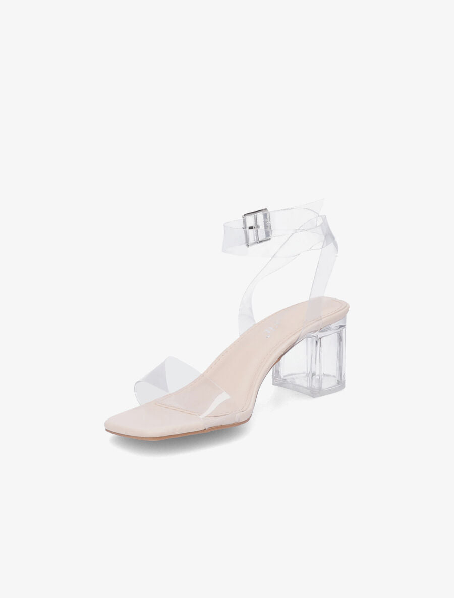 Sandales à brides et ganses transparentes - Beige - 3