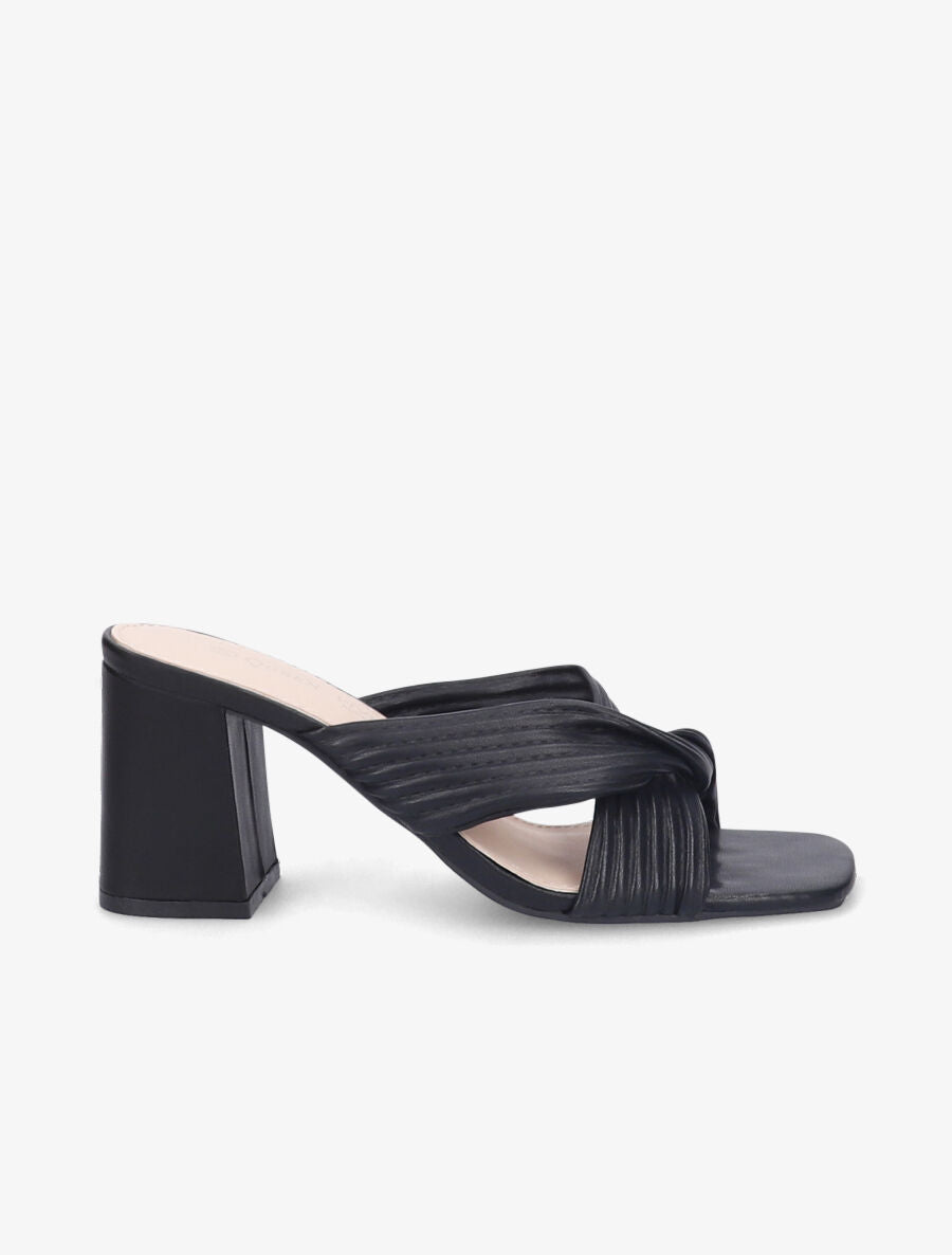 Mules à talons et brides croisées - Noir - 1