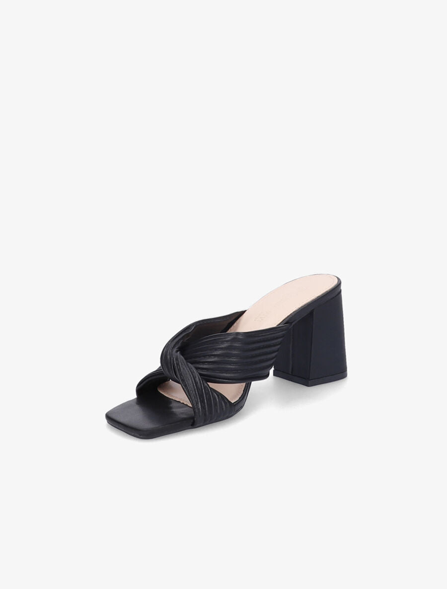 Mules à talons et brides croisées - Noir - 3