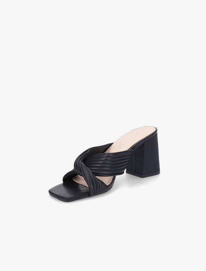 Mules à talons et brides croisées - Noir - 3
