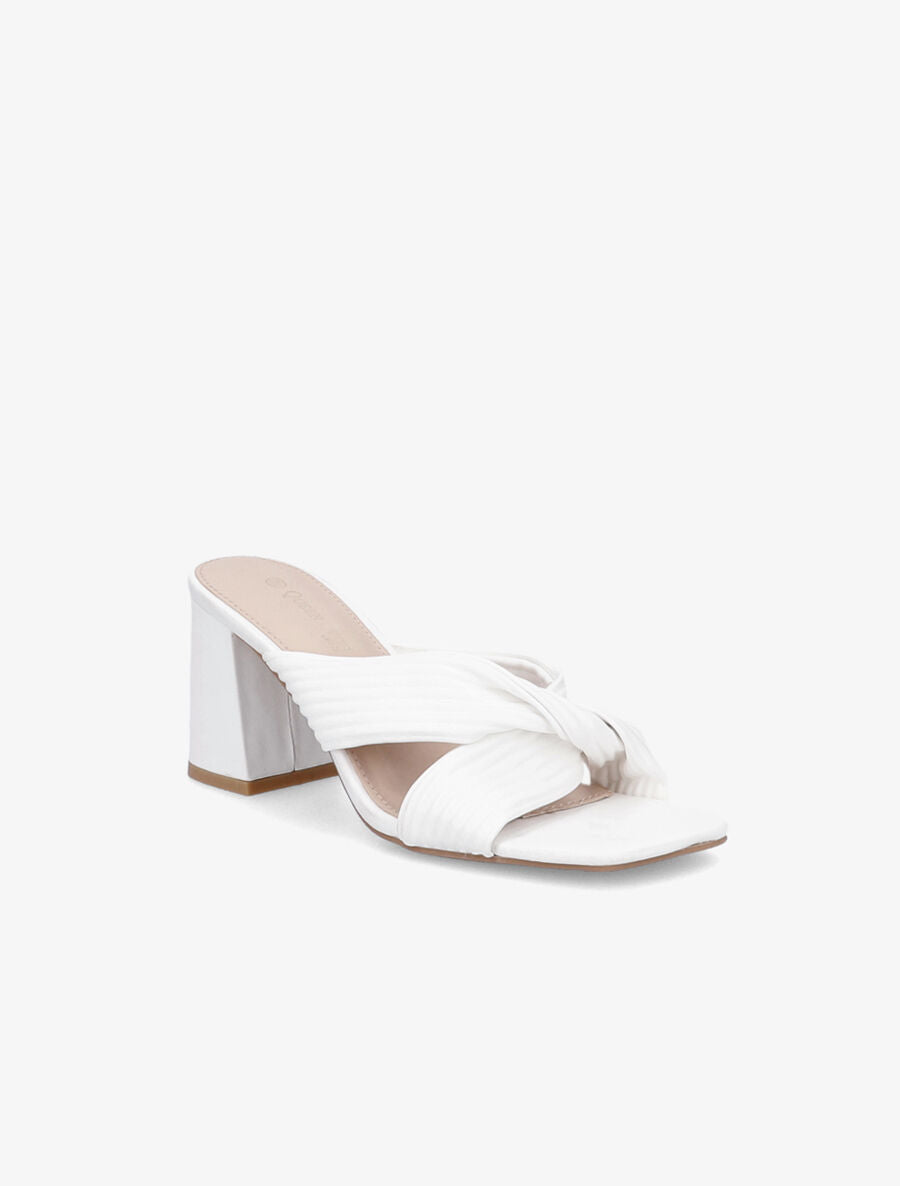 Mules à talons et brides croisées - Blanc - 2