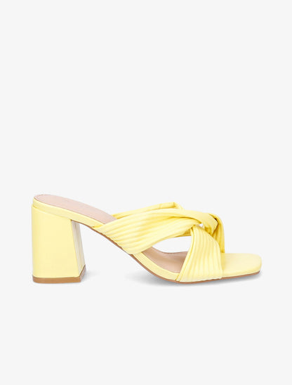 Mules à talons et brides croisées - Jaune - 5