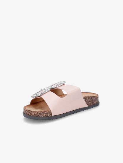 Mules double brides à boucles et strass - Rose - 3