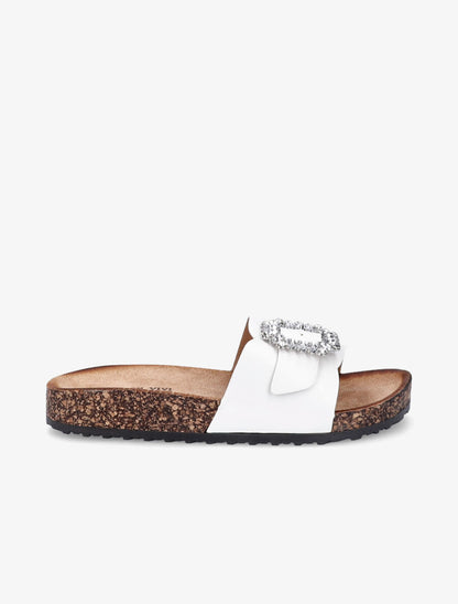 Mules brides à boucle et strass - Blanc - 5