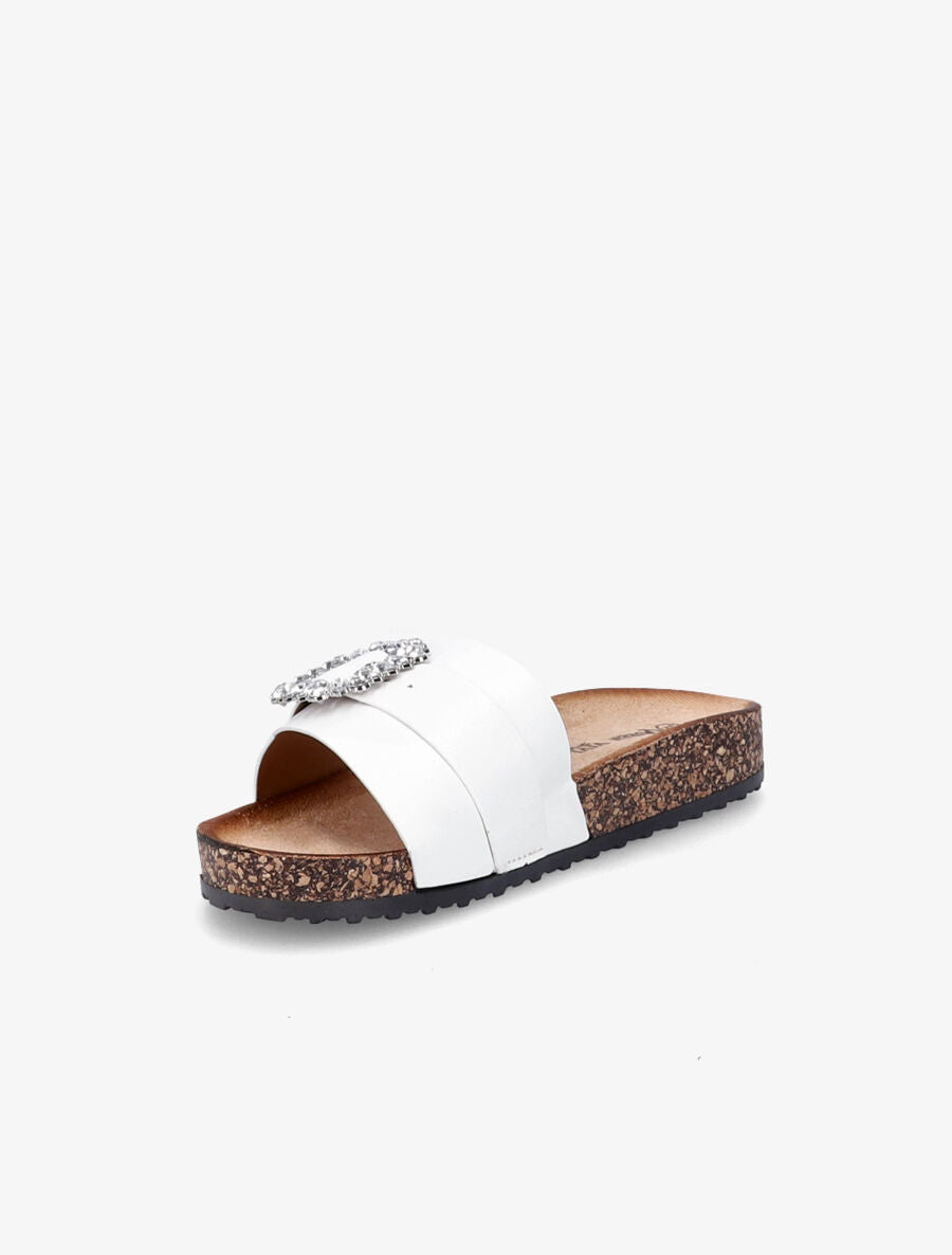 Mules brides à boucle et strass - Blanc - 3