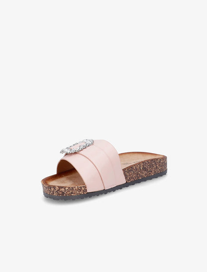 Mules brides à boucle et strass - Rose - 3