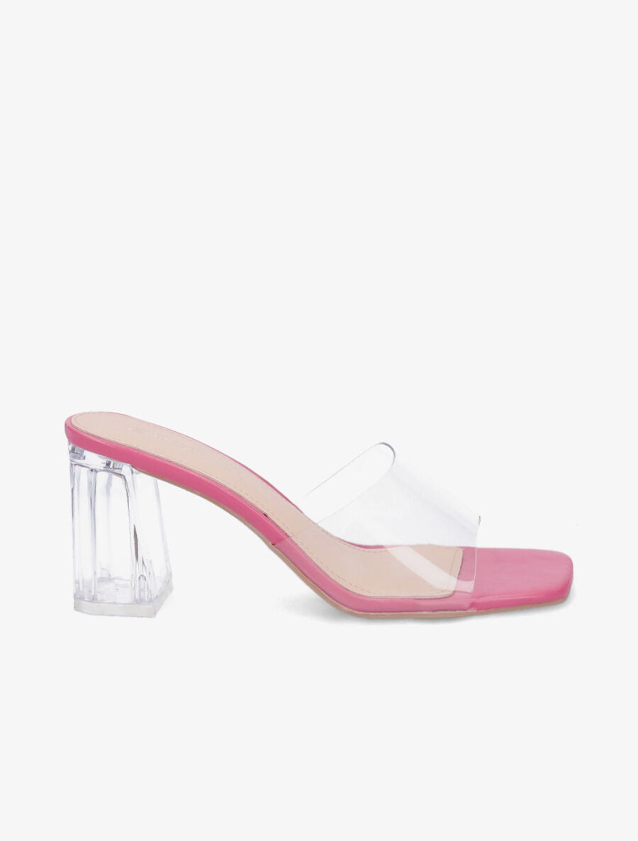 Mules transparentes à talons - Fushia - 1